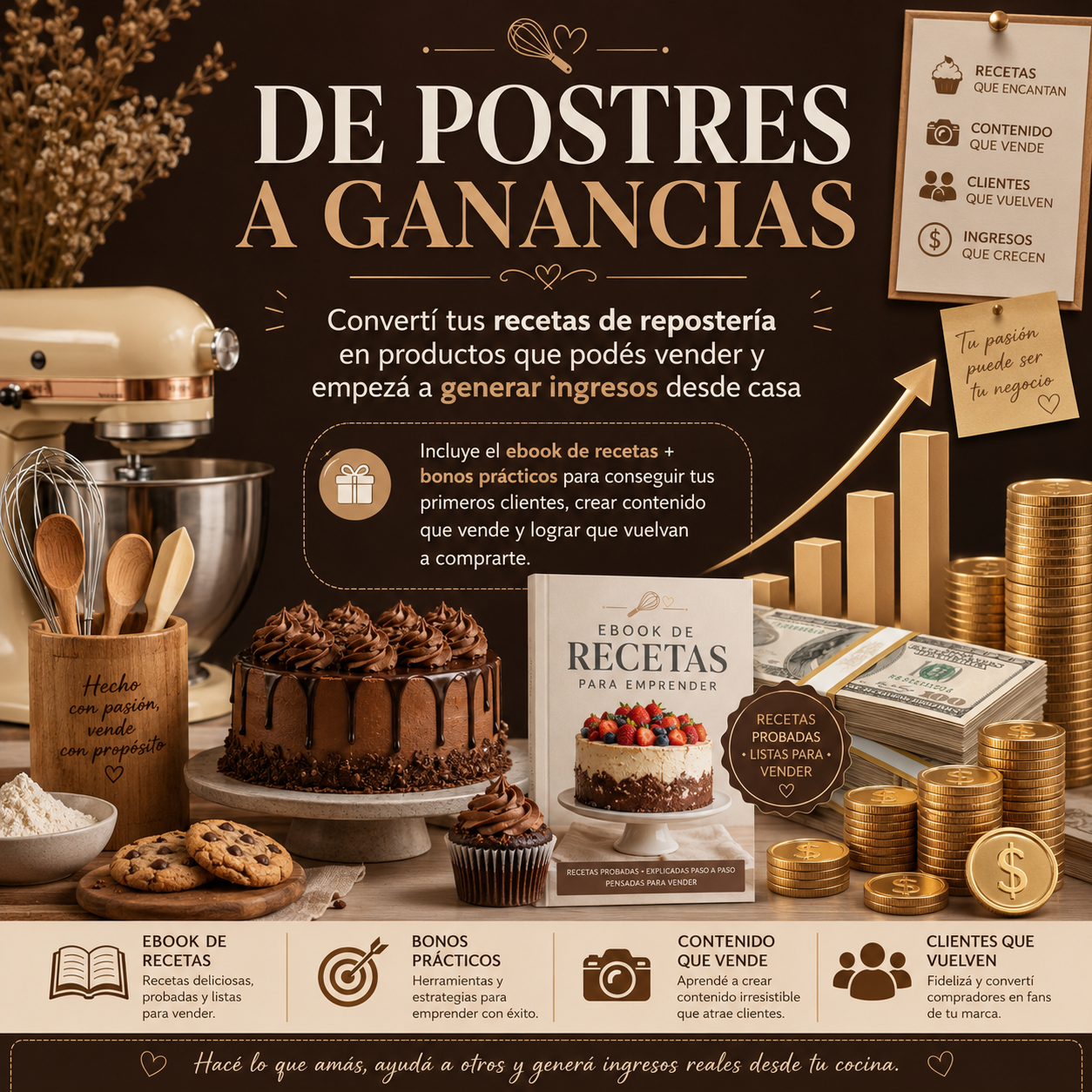De Postres a Ganancias + 3 Bonos | Recetas + Estrategias para Generar Ingresos desde Casa